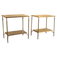 Maison Jansen Bronze Hardware, Pair of Two-Tier Tables