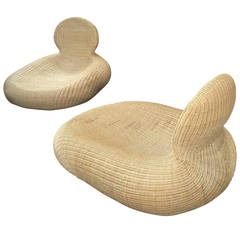 Awesome Pair of Anthropomorphic Rattan Lounge Chairs