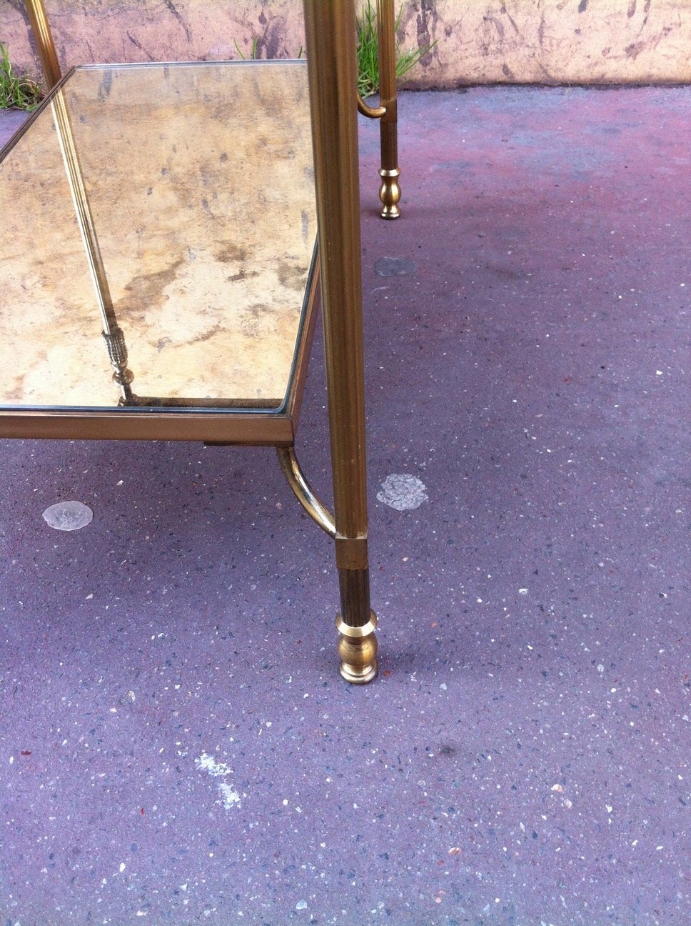 Mid-Century Modern Maison Jansen Bronze Hardware, Pair of Two-Tier Tables For Sale