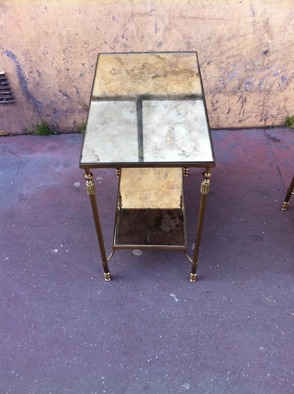 Maison Jansen Bronze Hardware, Pair of Two-Tier Tables For Sale 1