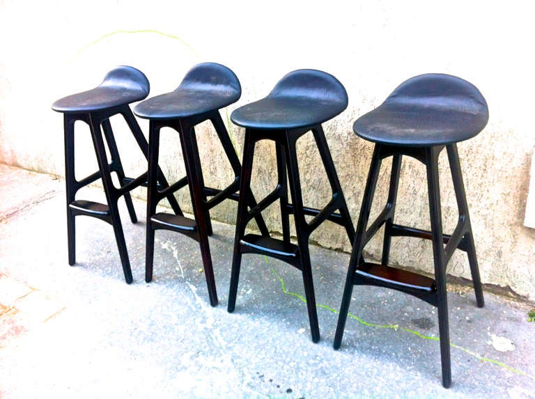 Set of Eight Barstools by Erik Buch in Rosewood For Sale 5