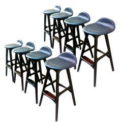 Set of Eight Barstools by Erik Buch in Rosewood