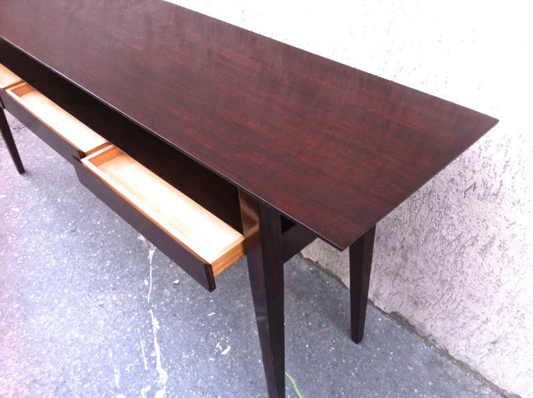Mid-20th Century Maxime Old Very Pure Long Rosewood Console with Three Drawers