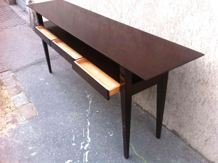 Maxime Old Very Pure Long Rosewood Console with Three Drawers 1