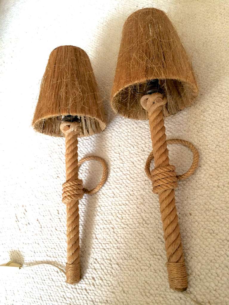 French Riviera 1950's rope sconces with hay shade.