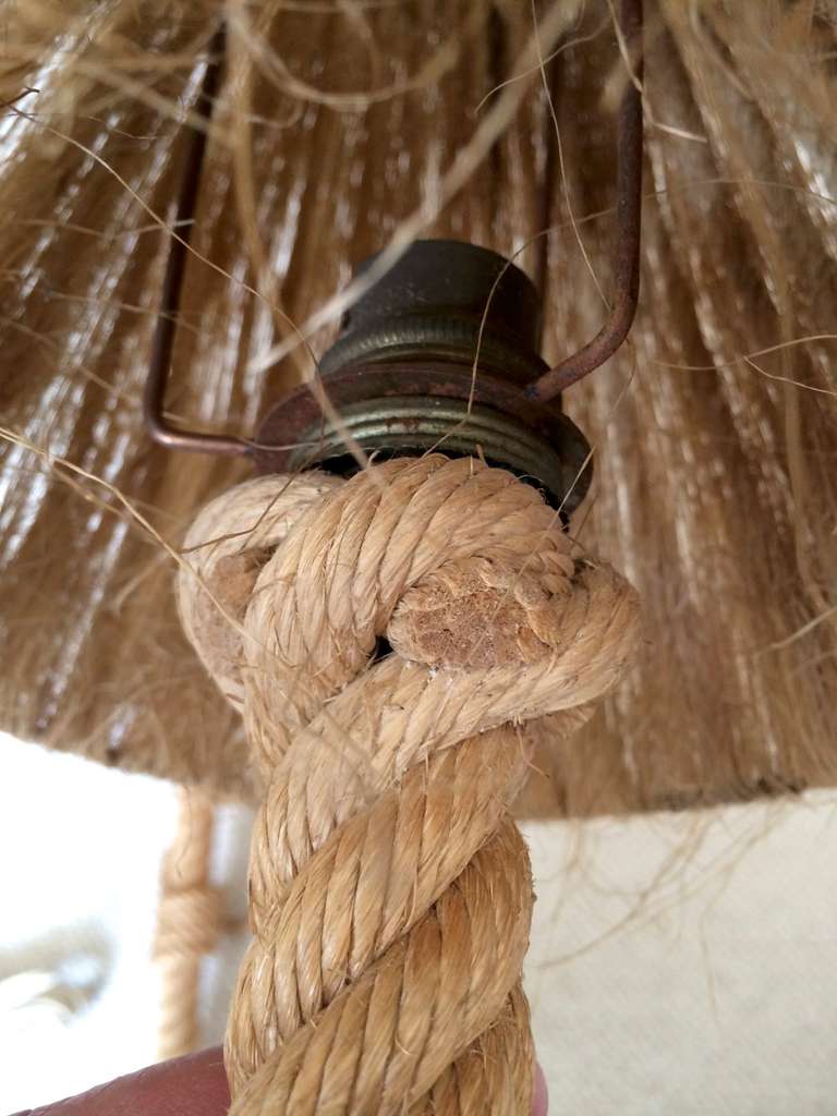 French Riviera 1950's Rope Sconces with Hay Shade 2