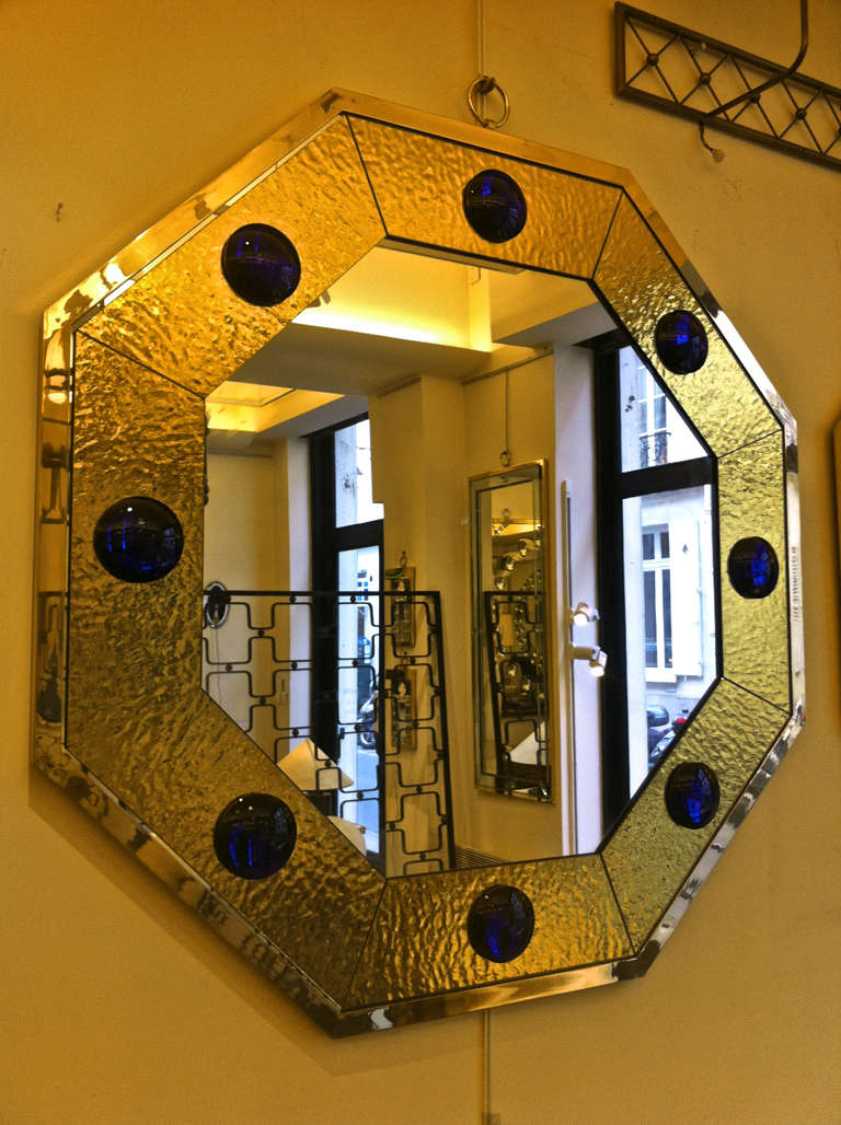 spectacular octogonal mirror with gold leaf effect frame by Andre Hayat 3