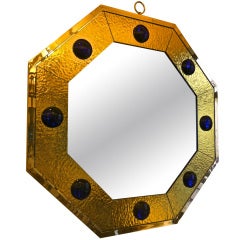 spectacular octogonal mirror with gold leaf effect frame by Andre Hayat