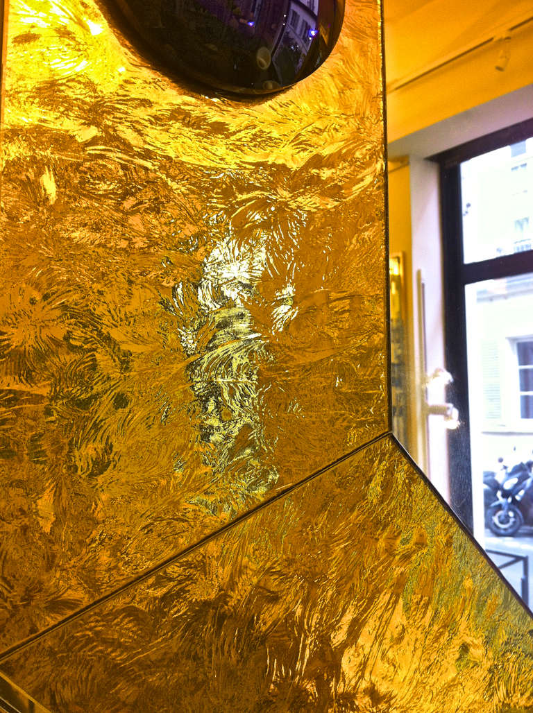 spectacular octogonal mirror with gold leaf effect frame by Andre Hayat 2