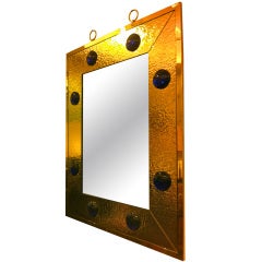 spectacular rectangular mirror with gold leaf effect frame by Andre Hayat