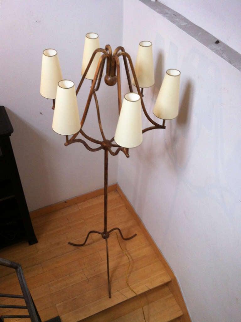 French Jean Royere Six-Light Floor Lamp Model 