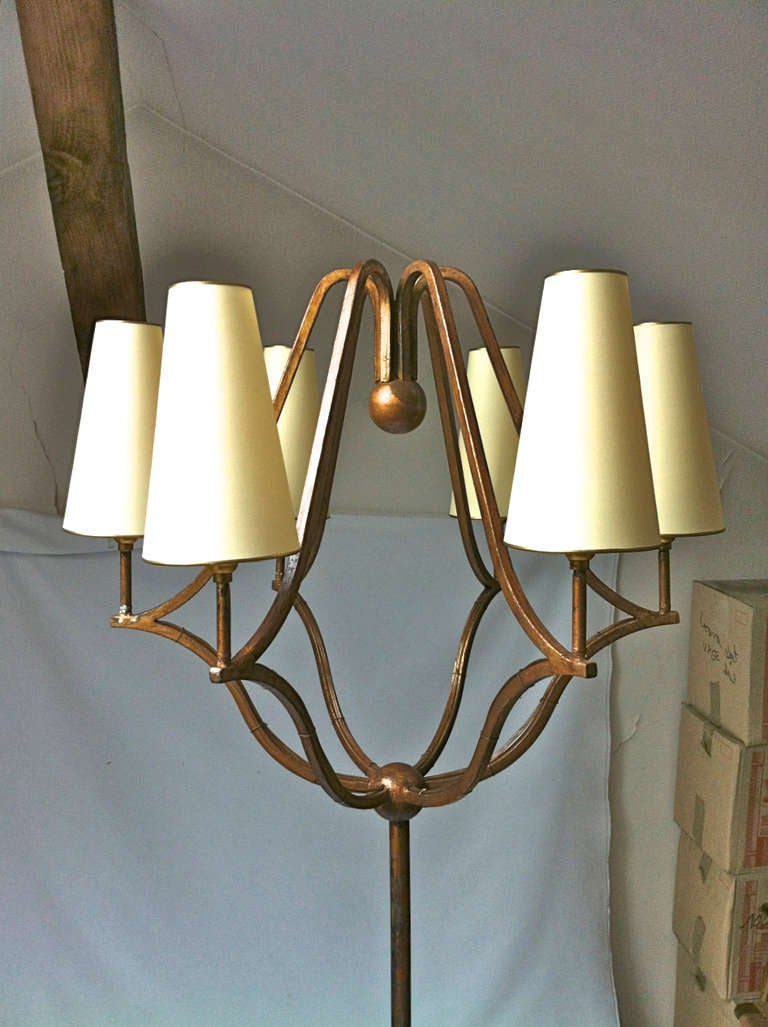 Jean Royère genuine six lights floor lamp model 
