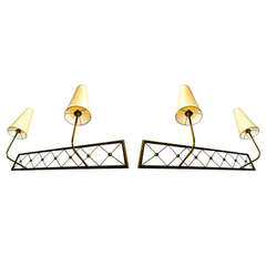 Jean Royère Genuine Two-Light Pair of Sconces, Model "Tour Eiffel" 1