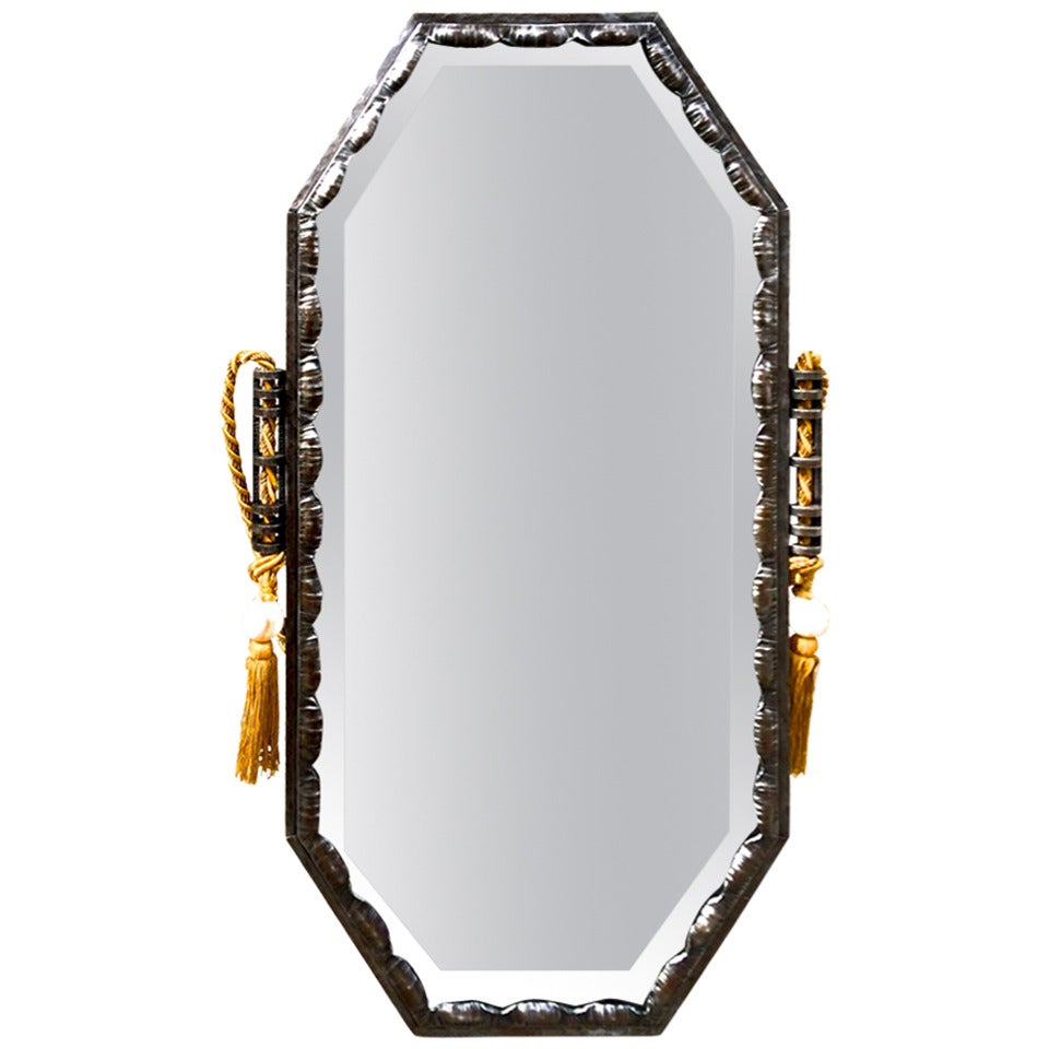 Louis Katona Stamped Superb Quality Wrought Iron Art Deco Mirror For Sale
