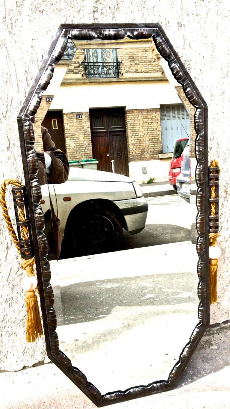 Louis Katona Stamped Superb Quality Wrought Iron Art Deco Mirror For Sale 5