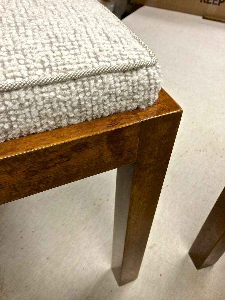 Jean Michel Frank Attributed Pair of Stools, Newly Reupholstered For Sale 5