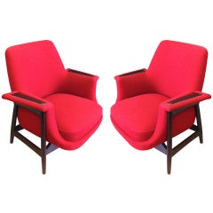 Theo Ruth 1950s Large Pair of Chairs, Newly Upholstered