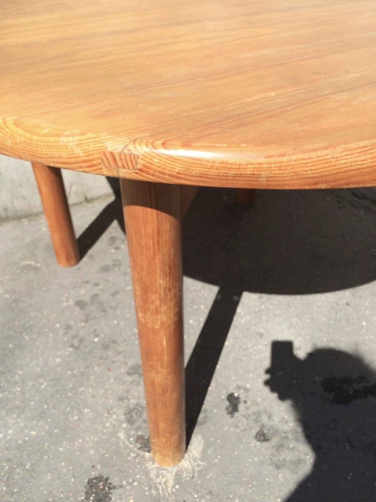 Mid-20th Century Charlotte Perriand Pine Round Table and Four Meribel Chairs