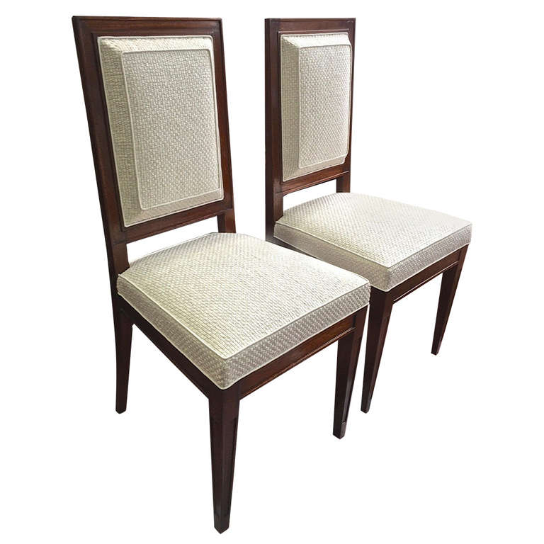 Jean Michel Frank Attributed Pair of Chairs Newly Reupholstered in Canvas Cloth For Sale