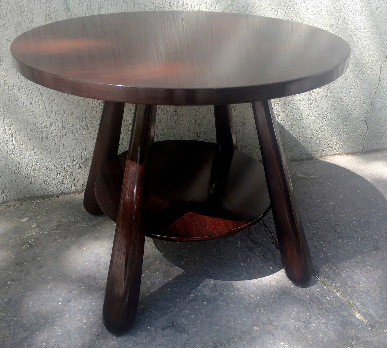 Philip Artcander attributed two-tier coffee table in brown solid oak and veneer.