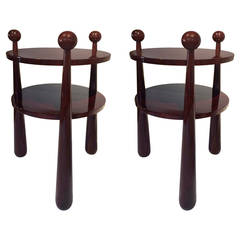 Jean Royère Pair of Mahogany Side Tables, Model "Quille" 5