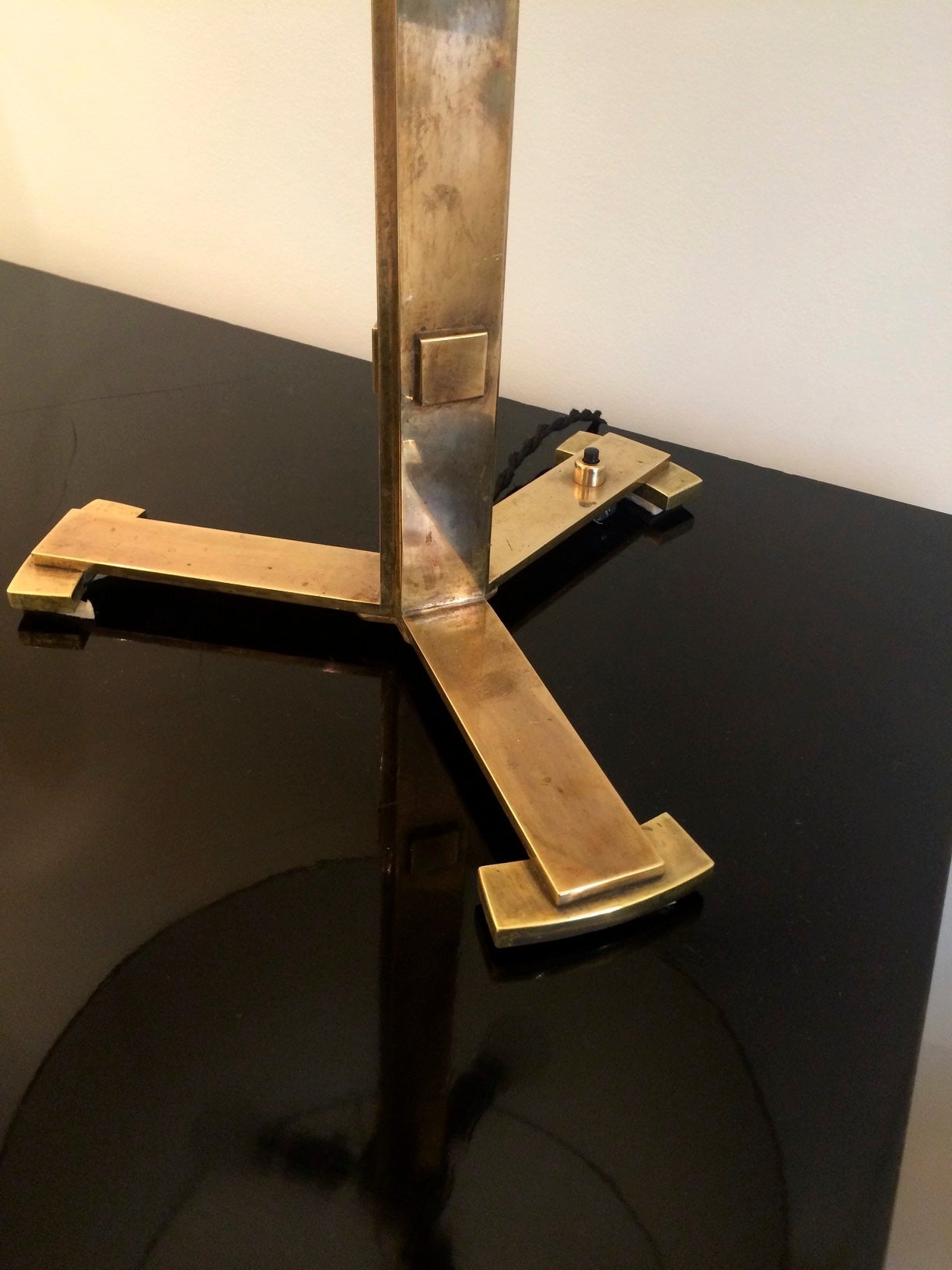 Mid-Century Modern Jules Leleu Rare Pair of Gold Bronze Desk Lamps