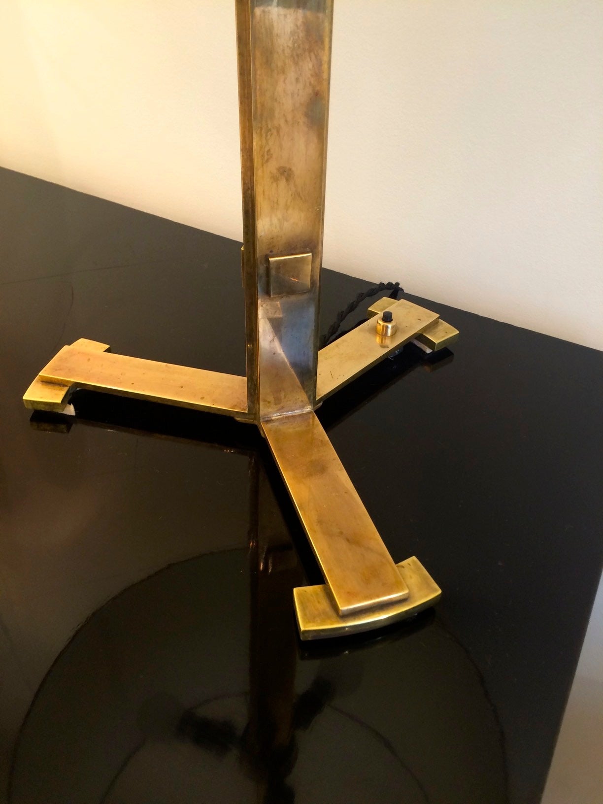Jules Leleu Rare Pair of Gold Bronze Desk Lamps 2