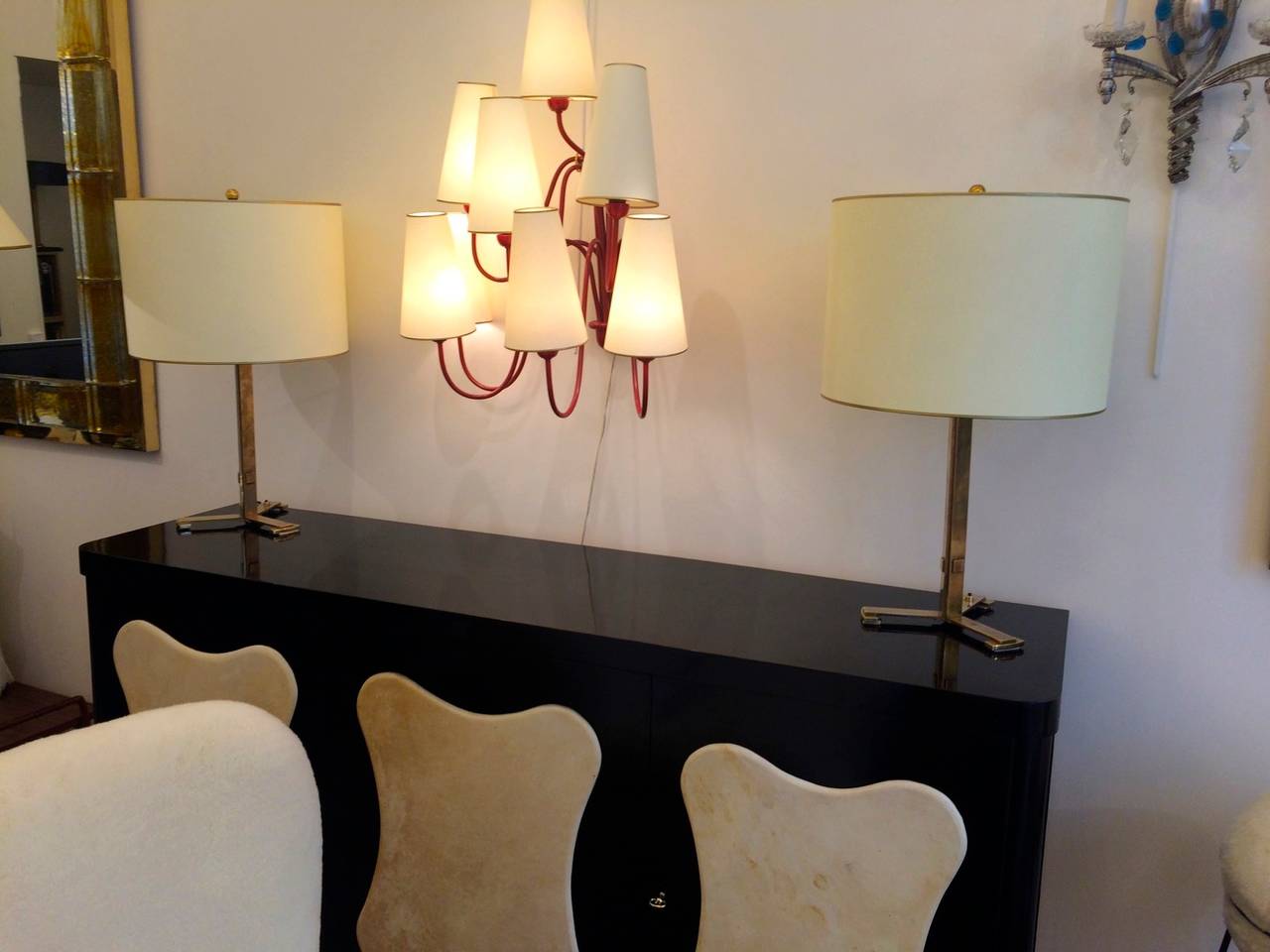 Jules Leleu Rare Pair of Gold Bronze Desk Lamps In Good Condition In Paris, ile de france