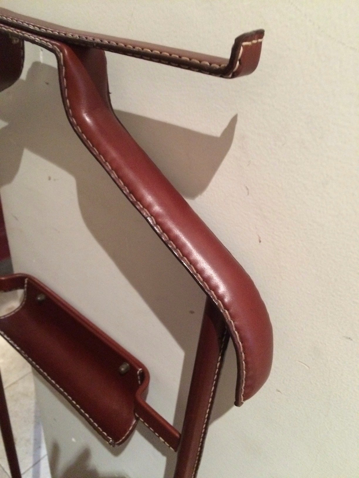 Mid-Century Modern Jacques Adnet Red Hermès Stitched Leather 