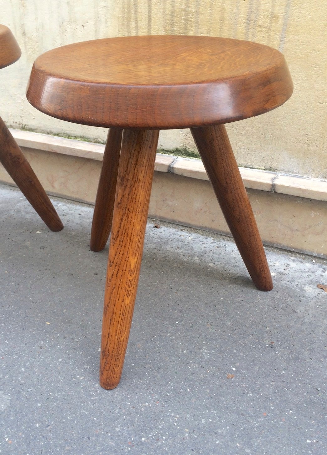 Charlotte Perriand Rarer Ash Tree Higer Tripod Bench in Fair Vintage Condition