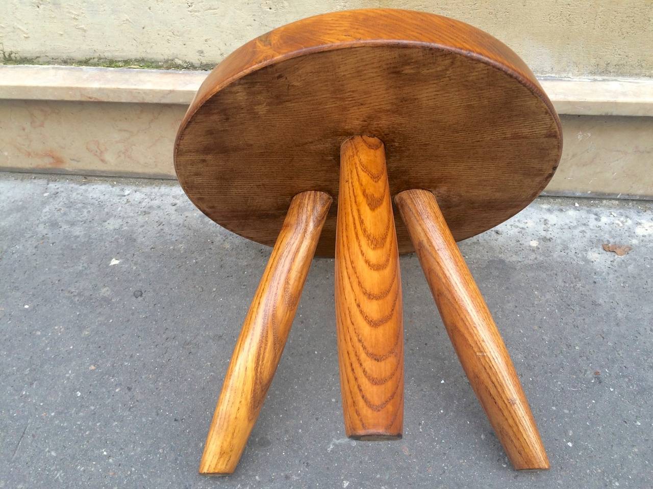 Charlotte Perriand Ash Tree Tripod Stool in Vintage Condition 1