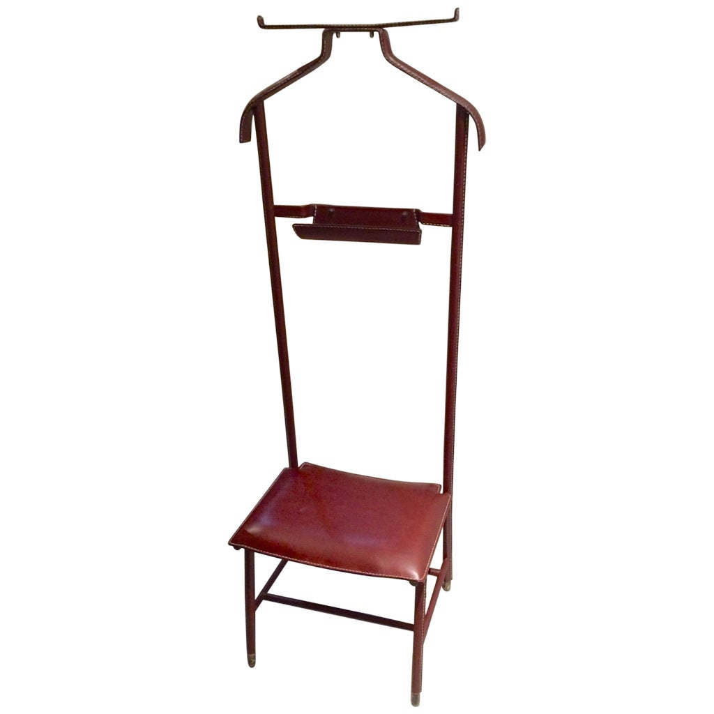 Jacques adnet red hermès stitched leather "valet de nuit" for sale ...