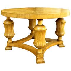 Neoclassic Sturdy Oak Coffee Table with Carving Details, 1940s