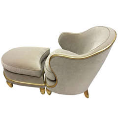 Paul Follot Superb "Duchesse Brisee" Newly Gold-Leafed and Newly Reupholstered