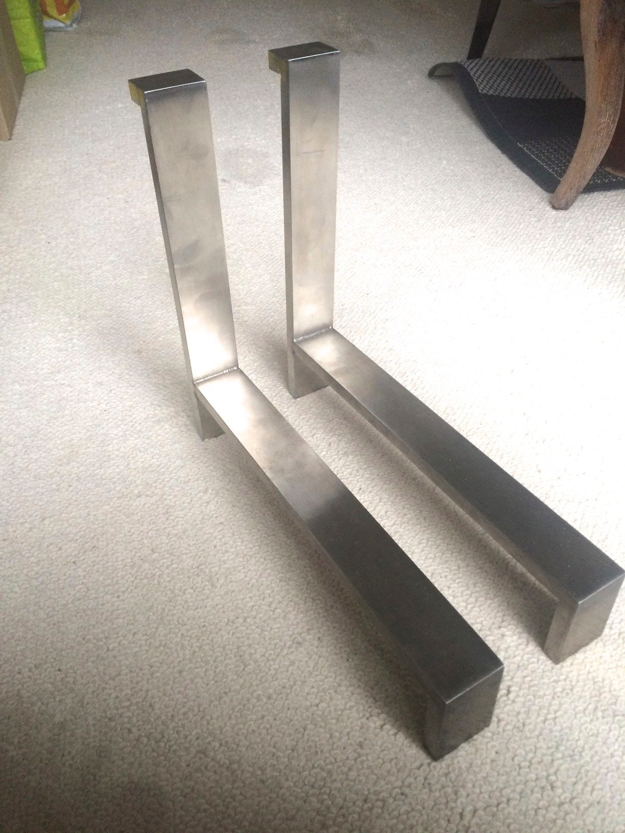 Mid-Century Modern 1970s Brushed Steel Pair of Andirons For Sale
