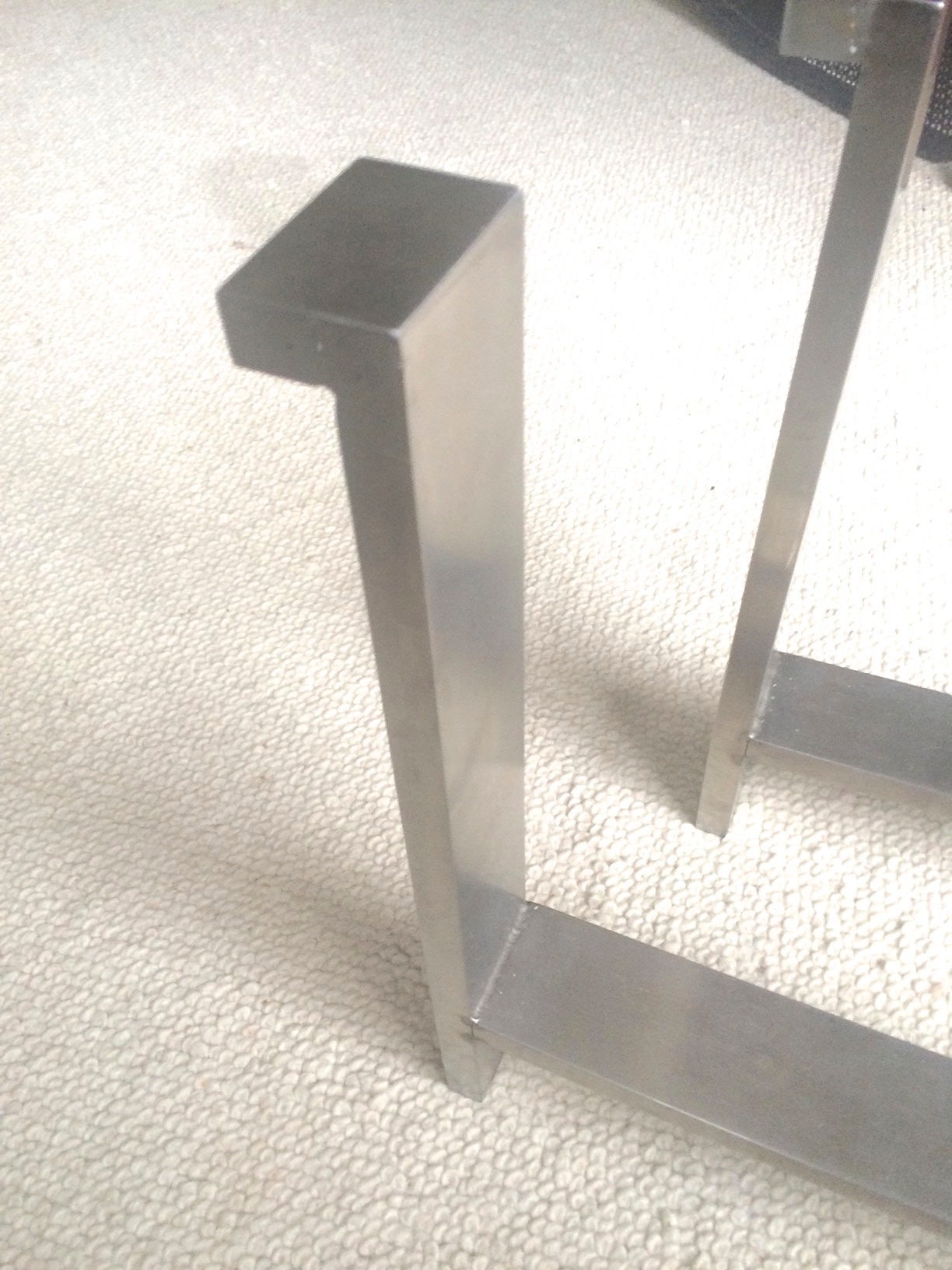 1970s Brushed Steel Pair of Andirons In Excellent Condition For Sale In Paris, ile de france