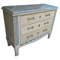 Sue et Mare Early Grey and Blue Painted Chest of Drawers