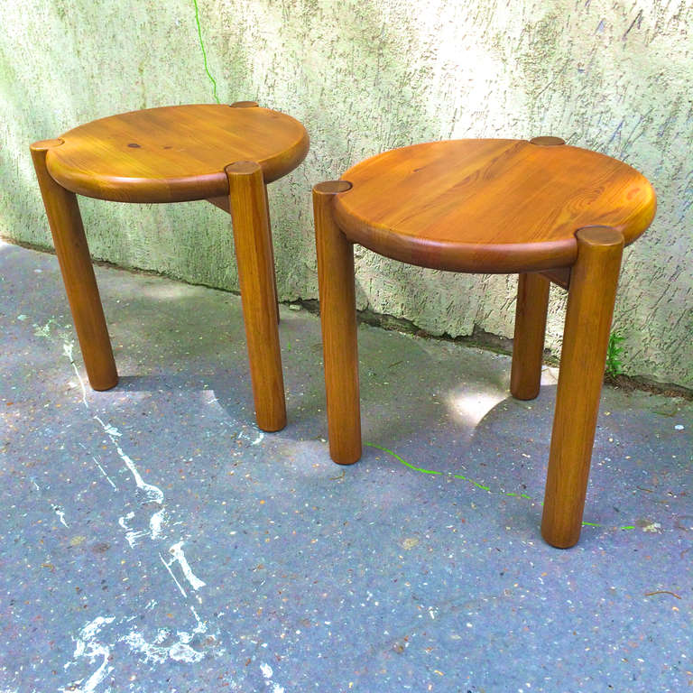 Mid-Century Modern 1950s Pair of Stools or Side Tables in the Style of Charlotte Perriand