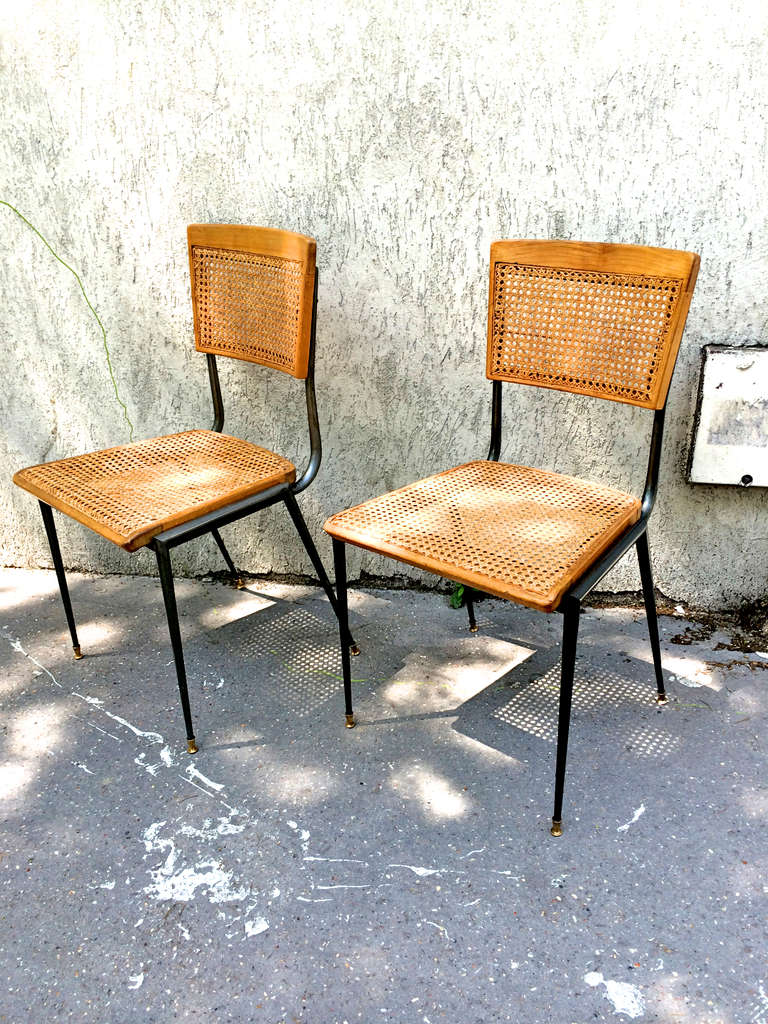 Bronze Jules and Andre Leleu Rare Set of Eight Dining Chairs