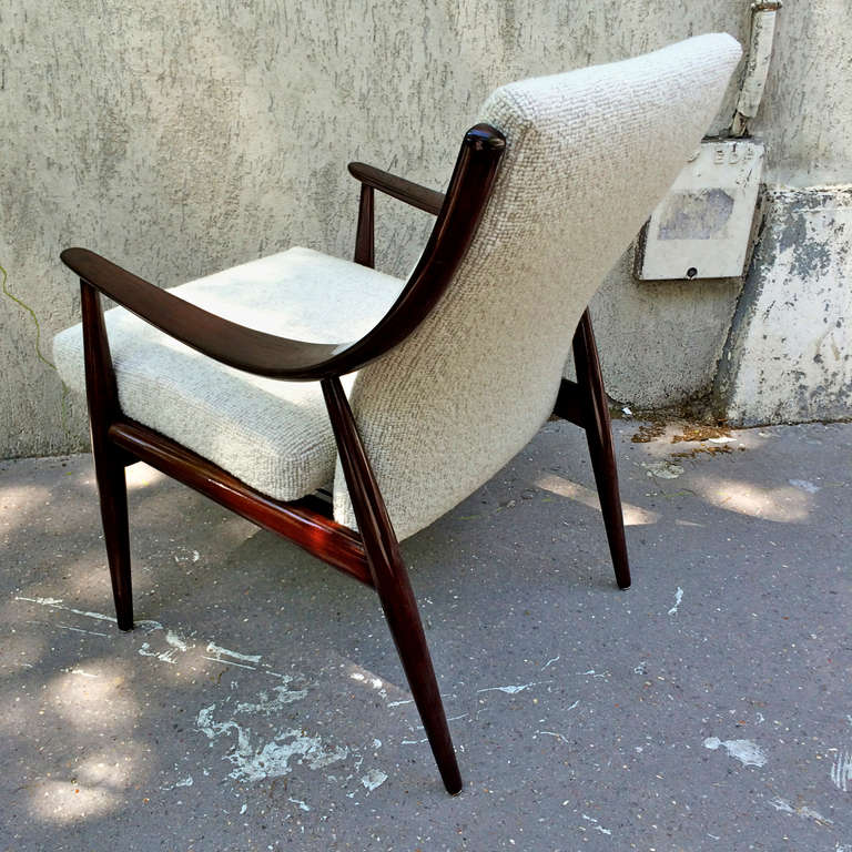 Mid-Century Modern Peter Hivdt & Olga Molgaard Nielsen for Frances Stamped Pair of Restored Chairs