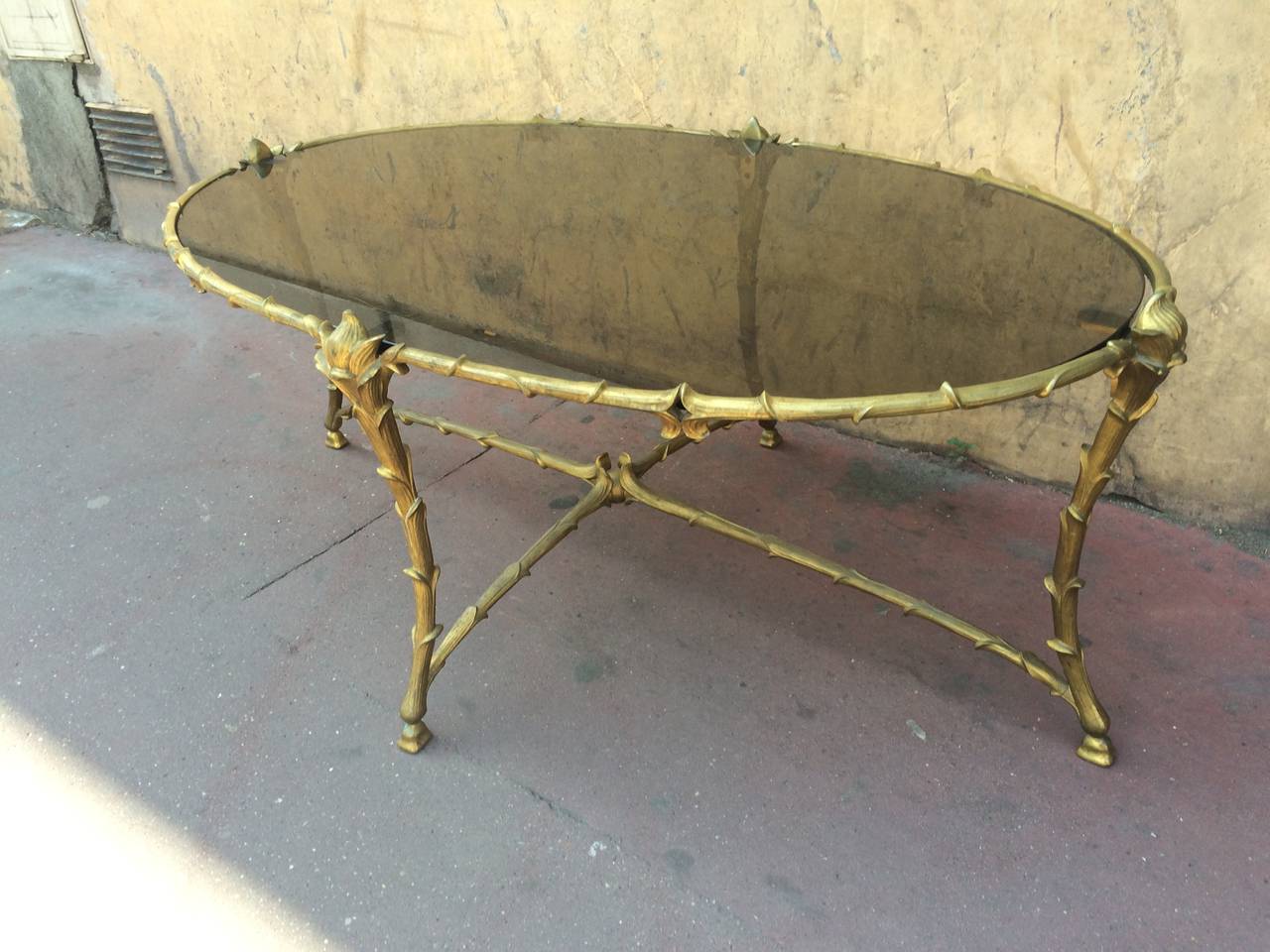 Gold Bronze Maison Baguès Oval Coffee Table For Sale 2