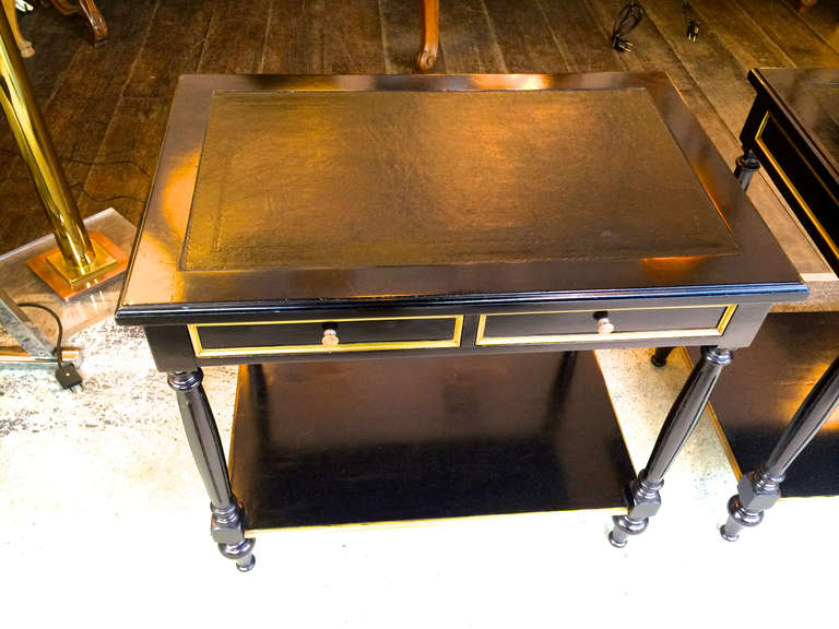 Maison Jansen Large Black Lacquered, Two=-Drawer Side Tables or Bedsides In Excellent Condition In Paris, ile de france