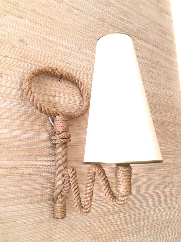 Mid-Century Modern French Riviera 1950s Pair of Rope Sconces