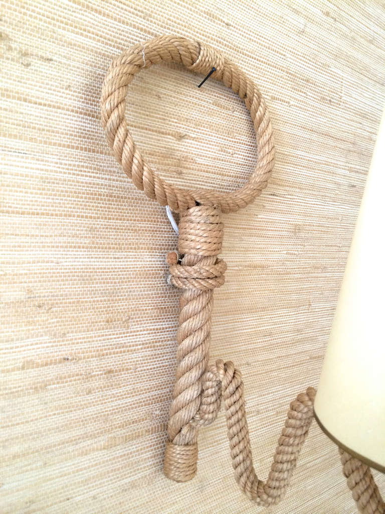 French Riviera 1950s Pair of Rope Sconces In Excellent Condition In Paris, ile de france