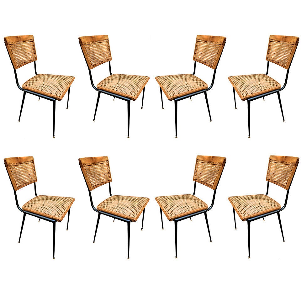 Jules and Andre Leleu Rare Set of Eight Dining Chairs