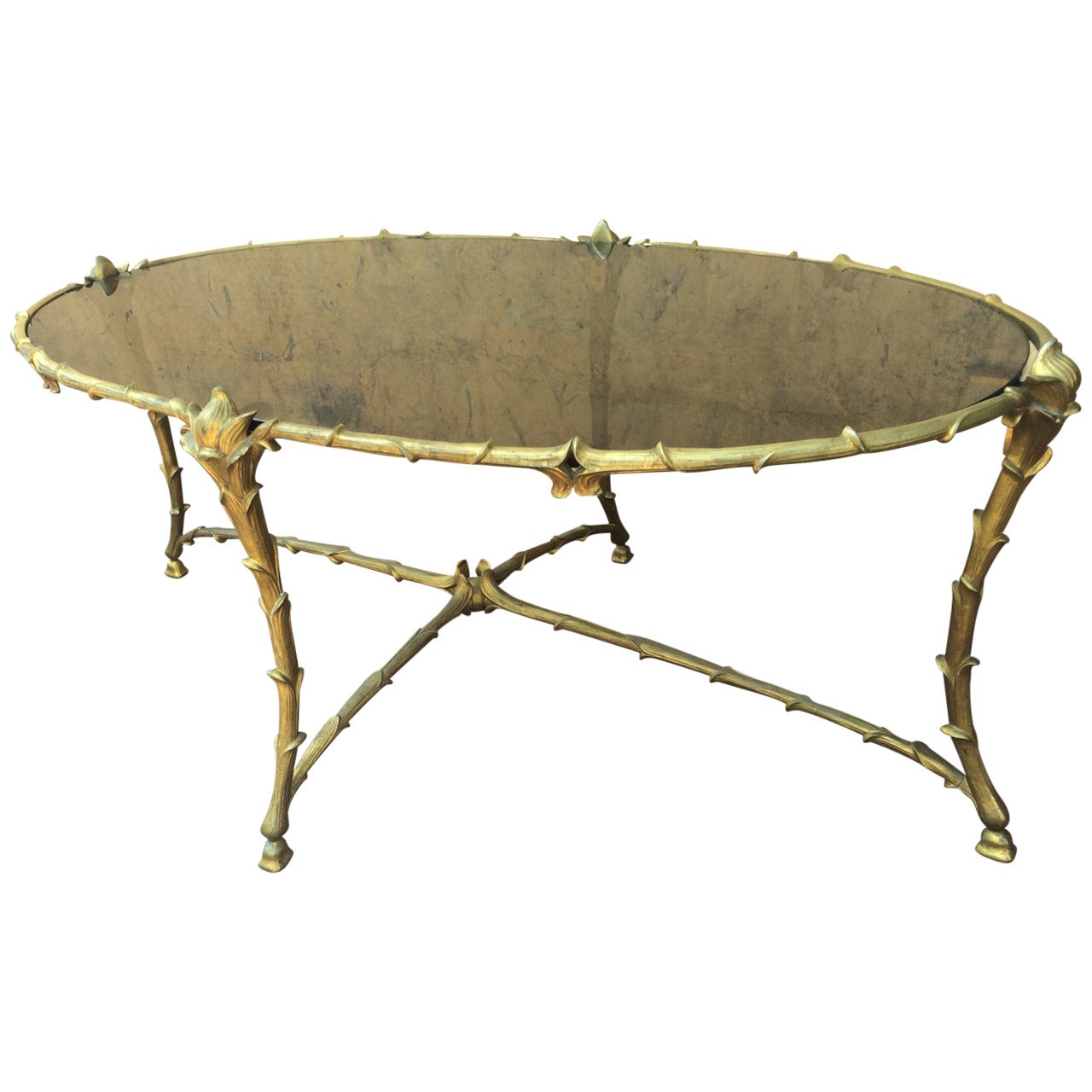 Gold Bronze Maison Baguès Oval Coffee Table For Sale