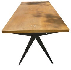 Oak and Black Iron Dining Table by Jean Prouve