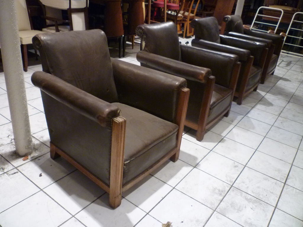 French Set of Four 1930's Club Chairs by Majorelle