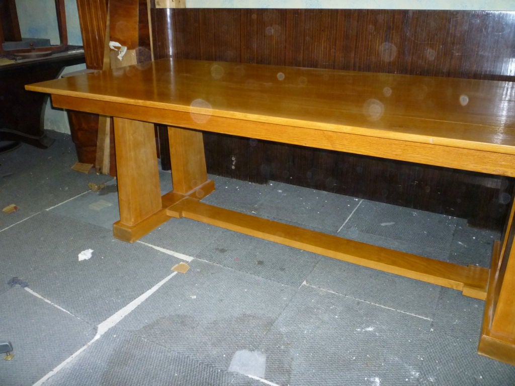 French Solid Oak Neoclassic Dining Table For Sale