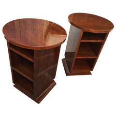 Pair of Superb Design Walnut Art Deco French Polished Bed Side or Side Tables
